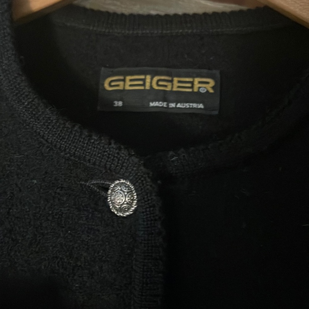 VTG GEIGER Women Sweater Jacket Cardigan Button Boiled Wool Austria size 38